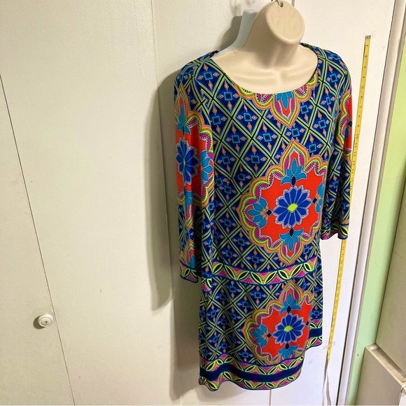 LAUNDRY By Shelli Segal Bohemian Mandala Geometric Dress Women XS - Picture 3 of 14